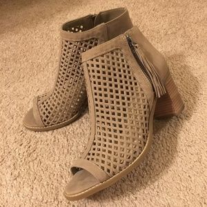 Vince Camuto Tan Woven Ankle Bootie with tassle